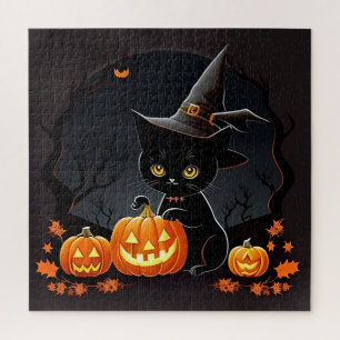 Puzzle Chapeau de Sorcière Chat Noir Kit Halloween Citrou