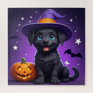 Puzzle Chapeau de Sorcière pour Chiots Mignons Halloween