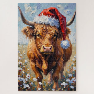 Puzzle Chapeau de Tinsel d'Hiver Rustique de Vache des Hi