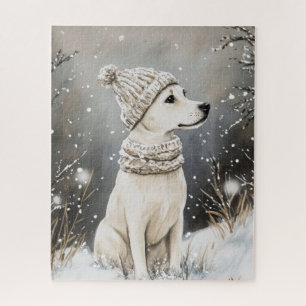 Puzzle Chapeau tricoté pour chien d'hiver Neige