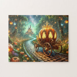 Puzzle Char allumee de citrouille sur le chemin de la for