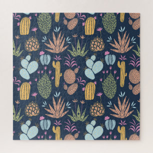 Puzzle Charme de cactus : Vintage coloré Floral