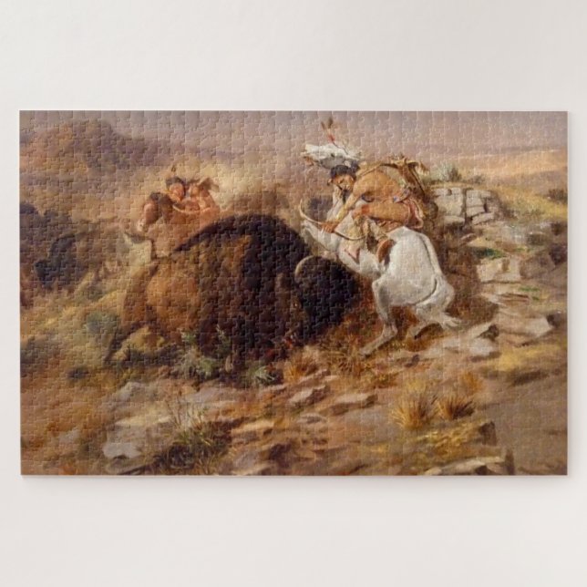 Puzzle Chasse au bison Chasseurs amérindiens C M Russell (Horizontal)