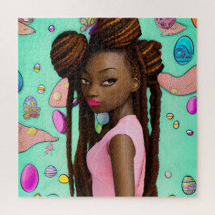 Puzzle Chasse aux oeufs de Pâques Fille noire Magique Mel