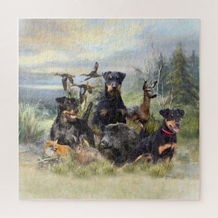 Puzzle Chasse avec Jagdterriers, Art