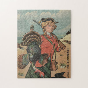 Puzzle Chasse vintage à la Turquie de Thanksgiving (1904)