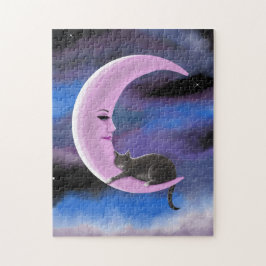 Puzzle Chat 661 Chat drôle sur lune rose