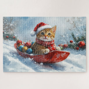Puzzle Chat abyssinien en sledge laissez-le neiger Noël