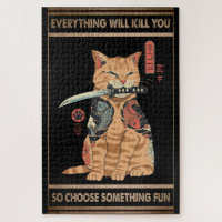 Chat Amusant Samurai Tout Vous Tuera