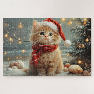 Puzzle Chat angora turc Noël Plage vintage