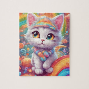Puzzle Chat arc-en-ciel mignon