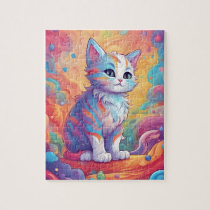 Puzzle Chat arc-en-ciel mignon