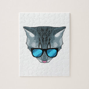 Puzzle Chat avec lunettes de soleil