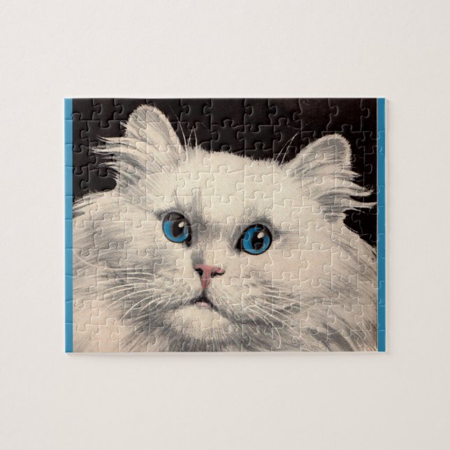 Puzzle chat blanc aux yeux bleus (Horizontal)