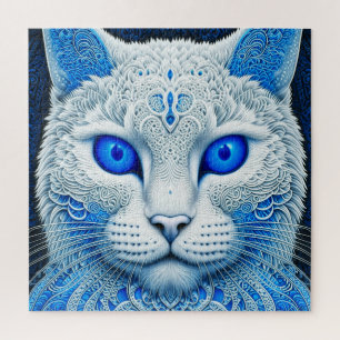 Puzzle Chat blanc mystique Art IA éthéré