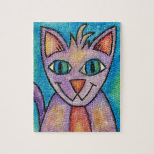 Puzzle Chat Chaton Rose Violet