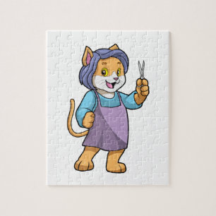 Puzzle Chat coiffeur avec ciseaux