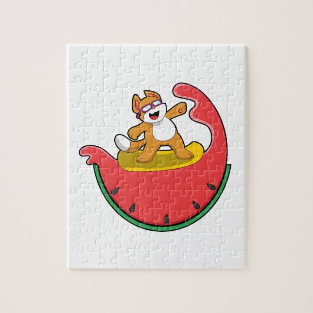 Puzzle Chat comme surfer avec Watermelon (Vertical)