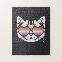 Chat cool avec lunettes Drapeau Lesbienne Drôle Sa