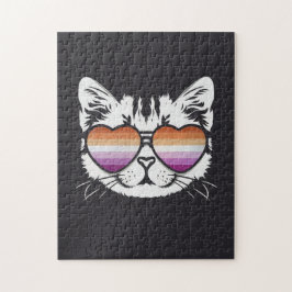 Puzzle Chat cool avec lunettes Drapeau Lesbienne Drôle Sa