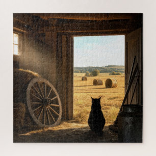 Puzzle Chat dans l'encadrement de la porte d'une grange e