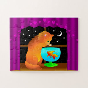 Puzzle Chat dans un aquarium