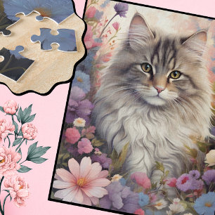 Puzzle Chat dans un jardin d'merveille