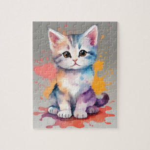 Puzzle Chat d'aquarelle de couleur