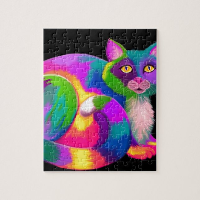 Puzzle Chat de calicot coloré (Vertical)