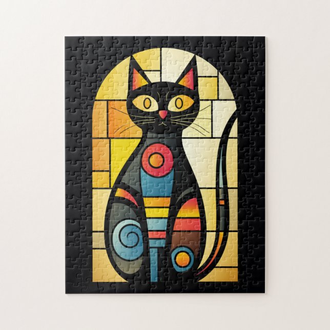 Puzzle Chat en faux vitrail (Vertical)