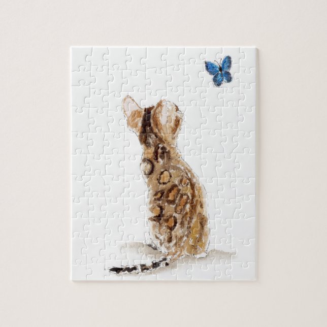 Puzzle Chat et papillon du Bengale (Vertical)