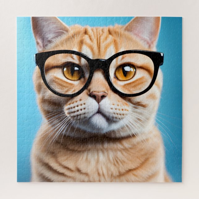 Puzzle Chat-gingembre portant des lunettes (Vertical)