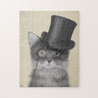 Chat gris avec chapeau supérieur