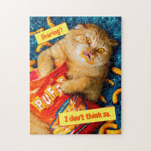 Puzzle Chat mangeant des boulettes de fromage