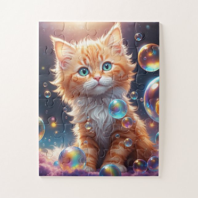 Puzzle Chat mignon avec bulles IA généré (Vertical)