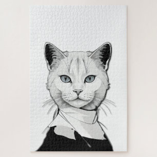 Puzzle Chat mystique noir et blanc de Salem
