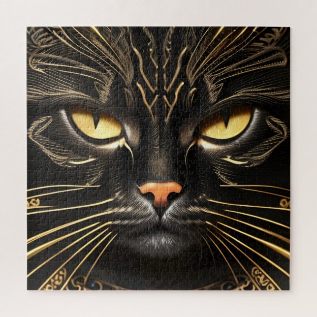 Puzzle Chat noir et or (Vertical)
