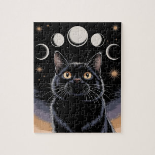 Puzzle Chat noir gothique, Cadeau gothique, Chat noir de 