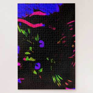 Puzzle Chat noir néon avec yeux brillants