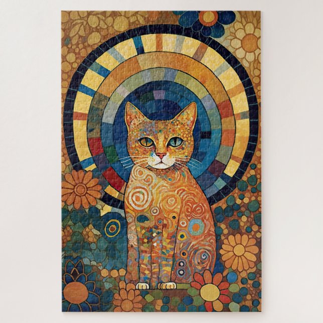 Puzzle Chat Opalescent en Mosaïque style roman (Vertical)