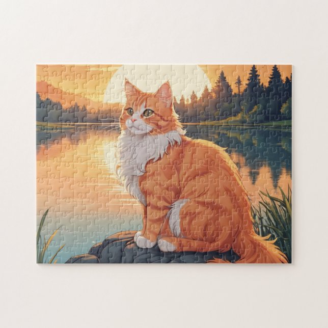 Puzzle Chat orange et blanc (Horizontal)