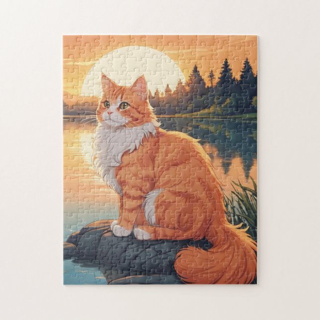 Puzzle Chat orange et blanc (Vertical)