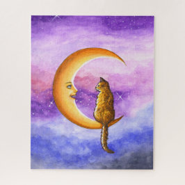 Puzzle Chat orange sur lune 673