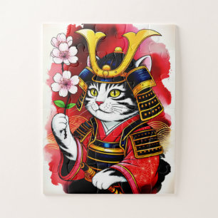 Puzzle Chat Samouraï Artistique Cerise Pour Adultes & Fam