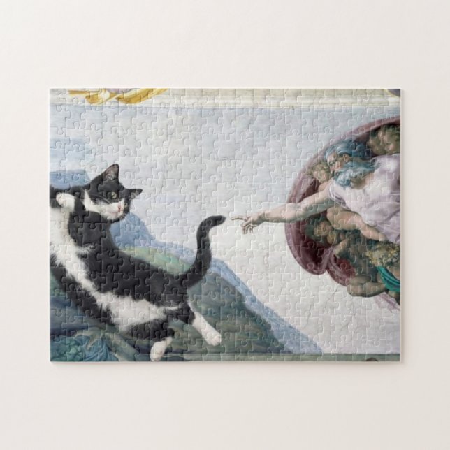 Puzzle Chat smoking touchant la patte divine              (Horizontal)