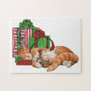 Puzzle Chat, souris et cadeaux de Noël mignons