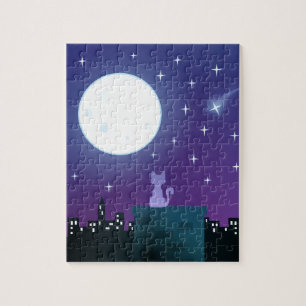 Puzzle Chat sous le clair de lune