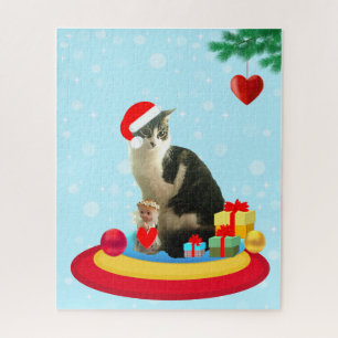 Puzzle Chat tabby de Noël et ange