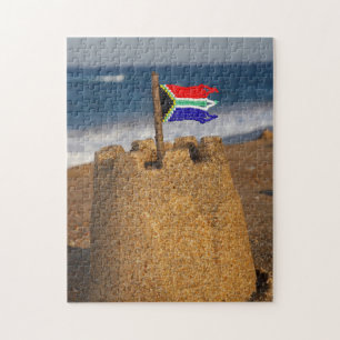 Puzzle Château De Sable Avec Drapeau Sud-Africain, Umhla