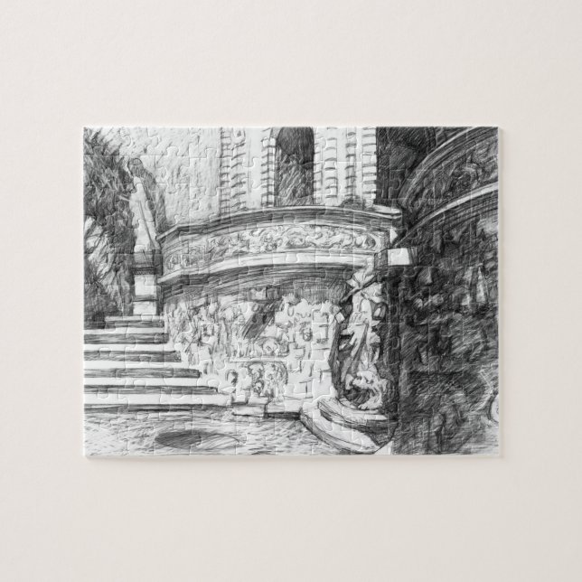 Puzzle Château pencilart Monochrome (Horizontal)